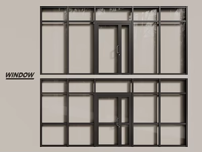 Modern Casement Window Design With Black Frame And Multiple Glass Panes 3d model