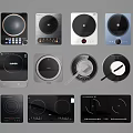 Modern Kitchen Appliances Induction Cooktops With Various Designs And Controls 3d model