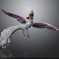 Flying Phoenix With Gorgeous White And Purple Feathers And Colorful Wings