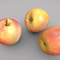 Fresh Ripe Red and Yellow Apples With Juicy Shiny Texture And Three Fruits