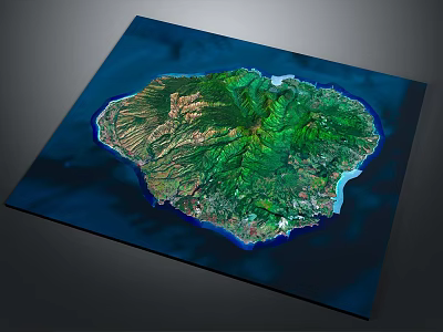 Detailed 3D Island Terrain Model Showcasing Mountainous Areas And Coastal Features 3d model