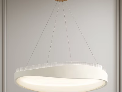 Round White Pendant Light with Transparent Edge Modern Design Hanging in Room Interior Decor 3d model