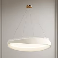 Round White Pendant Light with Transparent Edge Modern Design Hanging in Room Interior Decor