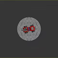 Building Blocks Red Monster Truck with Yellow Stripes Blue Seats Large Tires and Warning Light