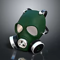 Military Green Gas Mask With Dual Filters As Protective Weapon Gear Equipment