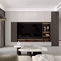 Modern Living and Dining Room Interior Design With TV Wall Sofa And Marble Coffee Table