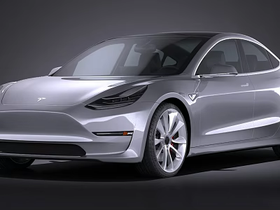 Silver Sleek Modern Sedan With Streamlined Body Alloy Wheels And LED Headlights 3d model