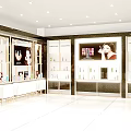 Cosmetics Store Interior With Bright Lighting Display Cabinets Advertising Billboards And Product Shelves