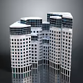 Modern Urban High-Rise Building Complex Featuring White Facade Many Windows And Curved Design