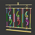 Decorative Golden Railing With Intricate Patterns Transparent Crystal Elements And Elegant Design 3d model