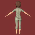 3D Character In Striped Pajamas With Arms Outstretched Standing On Red Background