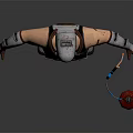 Armored Figure in Silver Helmet Armor With Shoulder Guards Blue Pants and Red Fire Hydrant