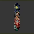 Colorful Patterned Skateboard For Daily Use With Vibrant Design And Reflection
