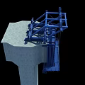 Road Infrastructure Blue Mechanical Structure On Concrete Tower For Bridge Construction 3d model
