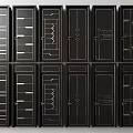 Modern Black Hinged Doors With Various Decorative Patterns And Designs 3d model