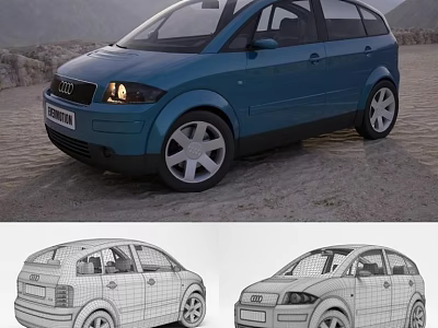Blue Audi Compact Car 3D Model with Multiple View Designs and Details 3d model