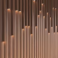 Wooden Slat Background Wall With Built in Lighting And Modern Vertical Design