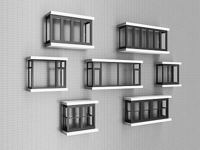 Bay window, casement window, sliding window, balcony window, aluminum alloy window 3d model