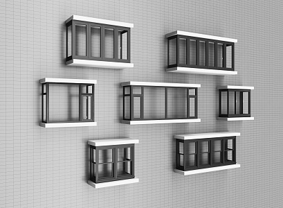 Bay window, casement window, sliding window, balcony window, aluminum alloy window 3d model