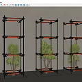 Modern Floral Installation with Metal Frames Illuminated Lighting and Green Plants
