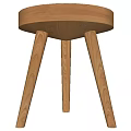 Natural Wood Dining Chair With Round Seat And Tapered Legs Modern Design