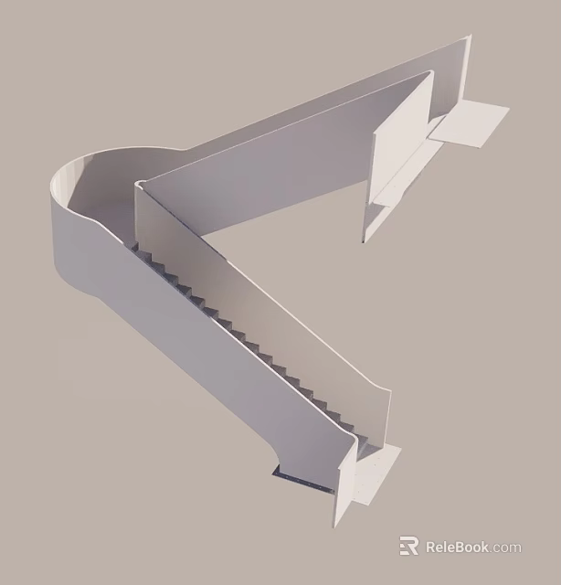 Sales Office Interior Architectural Design Featuring Modern Curved Staircase Structure 3d model