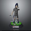 Sasuke 3D Character Figure Standing Pose Holding Knife With Name Base