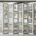 Modern Folding Glass Doors with White Frame for Bright Interior Design 3d model