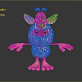 Cute White Furry Animal with Big Blue Eyes Pink Nose Ears and Feet Cartoon Character