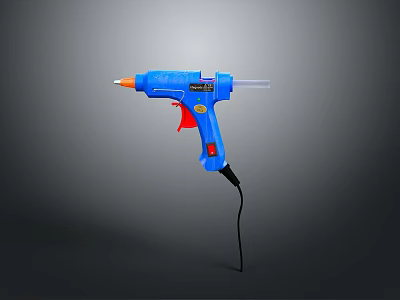 Blue Hot Glue Gun Weapon With Red Trigger Black Cable And Orange Nozzle 3d model