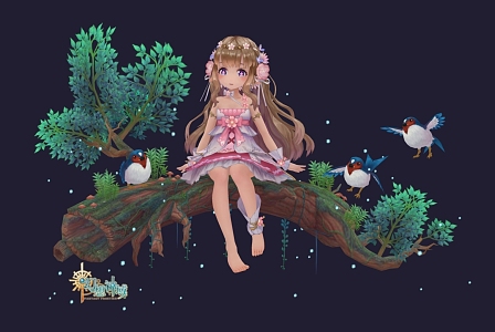 Mori beautiful girl two-dimensional hand-made cute virtual character 3d model