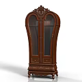 Classic Wooden Wine Cabinet With Carved Details Glass Doors And Ornate Legs