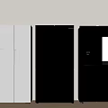 Three Modern Home Refrigerators in White Black with Different Designs Smart Display and Water Dispenser