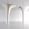 Modern Wooden And White Columns With Streamlined Curved Design In Indoor Space