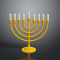 Household Decorative Candelabra Yellow Base With Multiple White Candles For Home Decoration And Lighting