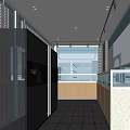 Modern Restaurant Open Kitchen Interior With Island Counter And Appliances