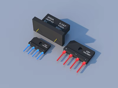 Daily Use Electronic Modules With Blue Red Pins And Input Output Labels 3d model