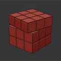 Shiny Solved Rubik's Cube With Yellow Blue Red Faces On Black Background