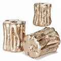 Golden Metallic Stools With Unique Melted Texture Artistic Decorative Design 3d model