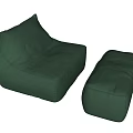 Comfortable Modern Green Single Seater Sofa With Matching Ottoman Upholstered Design 3d model