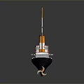 Vintage Model Ship With Red Cabins Masts Black Chimney And White Hull
