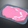 Fresh Raw Meat Piece On Transparent Plastic Tray With Pink Color