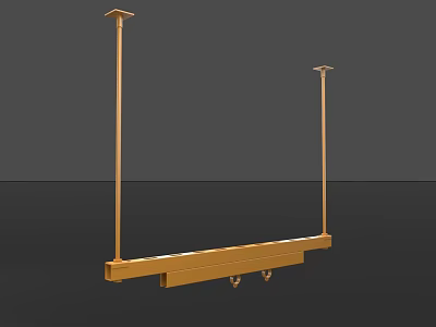 Golden Metal Hook Rack With Two Vertical Poles And Wheels For Hanging Use 3d model