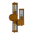 Vintage Wooden Wall Lamp With Glass Shade And Dual Light Design