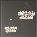 Modern Leaf Shaped Crystal Chandeliers Hanging In Interior Space Design 3d model