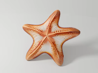 Colorful Orange and White Starfish with Spiny Skin Five Arms Aquatic Creature 3d model