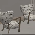 Stylish Accent Chairs With Unique Marble Pattern And Brown Wooden Frame In Modern Interior