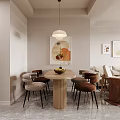Modern Living And Dining Room Interior With Sofa Coffee Table Chandelier And Decorative Paintings