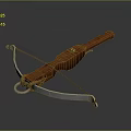 Traditional Handcrafted Crossbow With Wooden Body Blue Bowstring And Metal Trigger