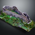 Ancient Castle Ruins Scenic View With Stone Walls And Green Grass Landscape